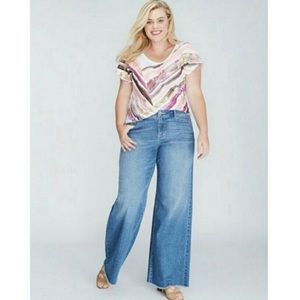 Lane Bryant A-Line Trousers Jeans raw hem 22